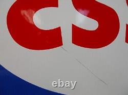 Vintage ESSO Gas & Oil Double-Sided PORCELAIN Service-Gas Station Sign 36 x 18