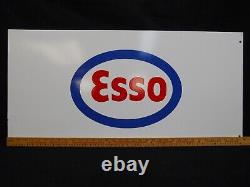 Vintage ESSO Gas & Oil Double-Sided PORCELAIN Service-Gas Station Sign 36 x 18