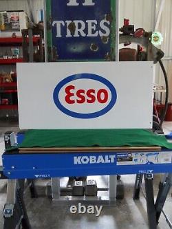 Vintage ESSO Gas & Oil Double-Sided PORCELAIN Service-Gas Station Sign 36 x 18