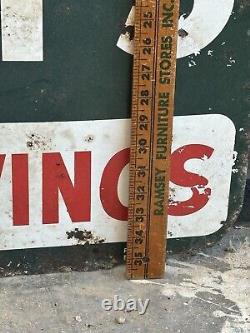 Vintage Eagle Stamp Heavy Metal Painted Double Sided Sign Original Advertisement