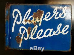 Vintage Enamel Player's Please Tobacco Sign Double Sided