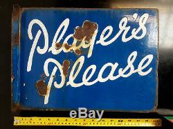 Vintage Enamel Player's Please Tobacco Sign Double Sided