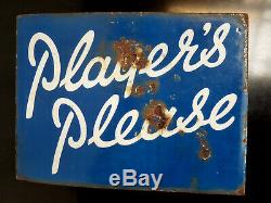 Vintage Enamel Player's Please Tobacco Sign Double Sided