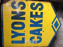 Vintage Enamel Sign Lyons Cakes Double Sided Sign With Wall Mounting Flange