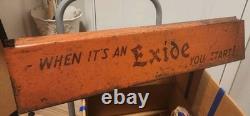 Vintage Exide Batteries Double Sided Heavy Tin Sign Base YOU START