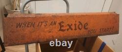 Vintage Exide Batteries Double Sided Heavy Tin Sign Base YOU START