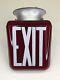 Vintage Exit Sign Ceiling Light Fixture Ruby Red Movie Theatre Double Sided