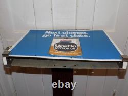 Vintage Exxon Uniflo Motor Oil Double Sided Gas Pump Top Metal Sign