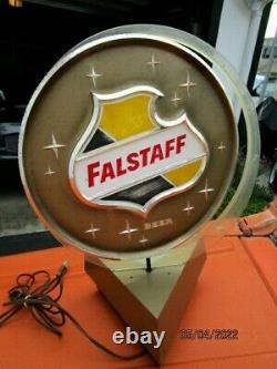 Vintage FALSTAFF That's My Beer Sign double sided SPINS Rotates + LIGHT