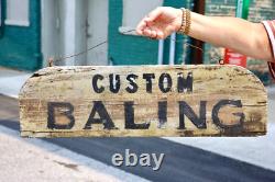 Vintage Farm Wood Trade Sign Bailing Primitive Tractor Antique Hay Loft RARE