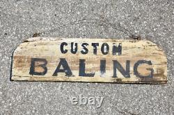 Vintage Farm Wood Trade Sign Bailing Primitive Tractor Antique Hay Loft RARE