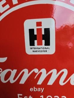 Vintage Farmall Porcelain Double-sided Flange Sign International Harvester