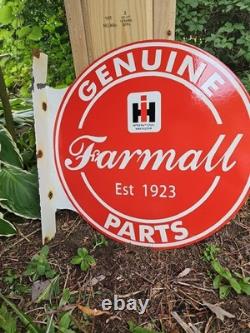 Vintage Farmall Porcelain Double-sided Flange Sign International Harvester