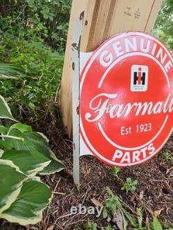 Vintage Farmall Porcelain Double-sided Flange Sign International Harvester