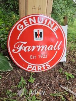 Vintage Farmall Porcelain Double-sided Flange Sign International Harvester