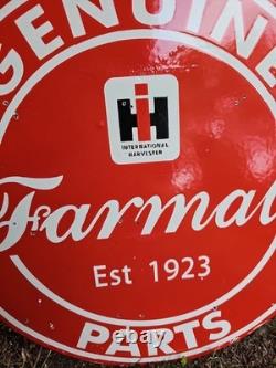 Vintage Farmall Porcelain Double-sided Flange Sign International Harvester
