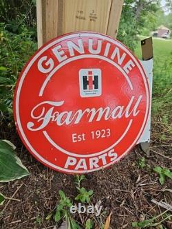 Vintage Farmall Porcelain Double-sided Flange Sign International Harvester