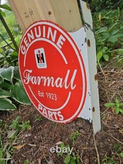 Vintage Farmall Porcelain Double-sided Flange Sign International Harvester