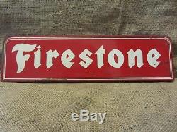 Vintage Firestone Tires Flanged Double Sided Sign Antique Automobile 9661