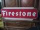 Vintage Firestone Tires Gasoline Station Dealer 3ft Porcelain Sign Double Sided