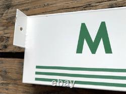 Vintage Flange Double Sided Texaco Restroom Men, Ladies Porcelain Gas Sign Set