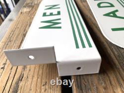 Vintage Flange Double Sided Texaco Restroom Men, Ladies Porcelain Gas Sign Set