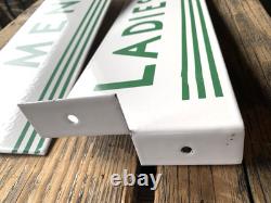 Vintage Flange Double Sided Texaco Restroom Men, Ladies Porcelain Gas Sign Set