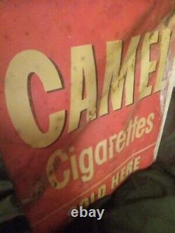 Vintage Flanged Double Sided Sign Camel Cigarettes Sold Here 966 Rare