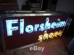 Vintage Florsheim Shoes Porcelain Neon Shoe Store Sign Double Sided