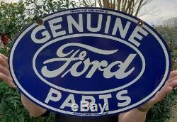 Vintage Ford Genuine Parts Porcelain Sign Double Sided Chicago