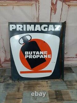 Vintage French Double Sided Enamel Primagaz Advertising Sign Gas Petrol Station