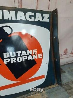 Vintage French Double Sided Enamel Primagaz Advertising Sign Gas Petrol Station