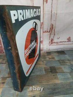 Vintage French Double Sided Enamel Primagaz Advertising Sign Gas Petrol Station