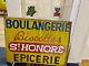 Vintage French Hand-painted Tole Boulangerie Epicerie Double-sided Sign