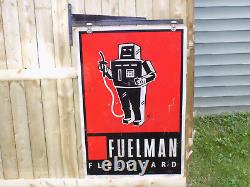 Vintage Fuelman Fleet Card Double Sided Sign with Hanging Bracket