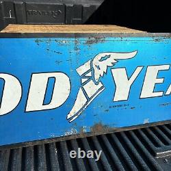 Vintage GOOD YEAR Tires Double Sided Dealer Sign 48X 12 Advertising gas oil