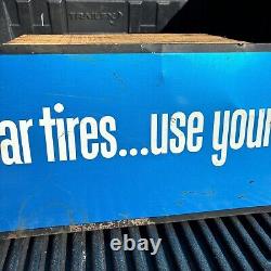 Vintage GOOD YEAR Tires Double Sided Dealer Sign 48X 12 Advertising gas oil