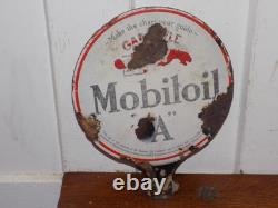 Vintage Gargoyle Mobiloil A Double Sided Porcelain Sign