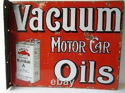 Vintage Gargoyle Vacuum Motor Car Oil Sign Board Porcelain Enamel Double Sided2