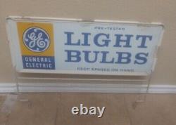 Vintage General Electric GE Light Bulbs Porcelain Sign Double-Sided Display Rack