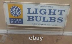 Vintage General Electric GE Light Bulbs Porcelain Sign Double-Sided Display Rack