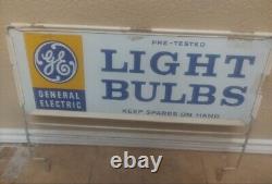 Vintage General Electric GE Light Bulbs Porcelain Sign Double-Sided Display Rack