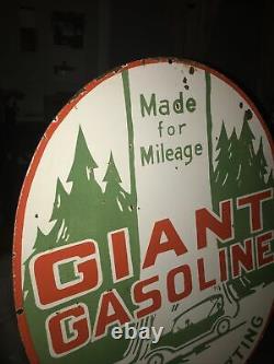 Vintage Giant Gasoline Double Sided Porcelain Sign