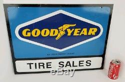 Vintage Goodyear Tire Sales Dealer Double Sided Metal Sign with Bracket Man Cave