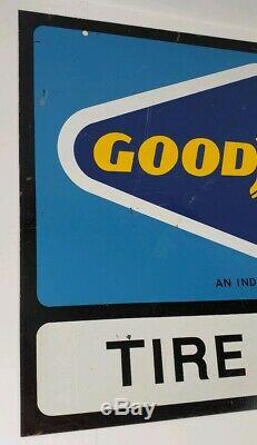 Vintage Goodyear Tire Sales Dealer Double Sided Metal Sign with Bracket Man Cave