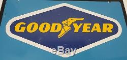 Vintage Goodyear Tire Sales Dealer Double Sided Metal Sign with Bracket Man Cave