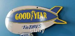 Vintage Goodyear Tires Porcelain Gas Aviation Blimp Double Sided Service Sign