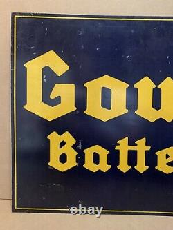 Vintage Gould Battery Flange Sign Metal Double Sided Gas Oil Garage Bar Pub Auto