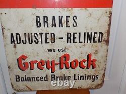 Vintage Grey-Rock Free Brake Linings Double Sided Heavy Metal Sign