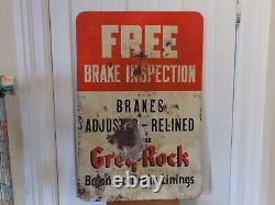 Vintage Grey-Rock Free Brake Linings Double Sided Heavy Metal Sign
